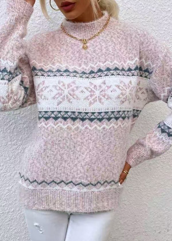 French Pink Striped Cozy Knit Sweaters Spring - Image 4