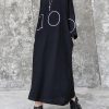 French black tunics for women o neck pockets A Line Dress