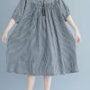 French o neck lantern sleeve clothes For Women pattern black Plaid Dresses summer