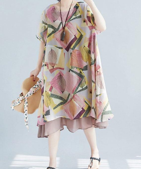 French o neck large hem clothes Neckline floral Dresses