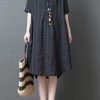 French striped cotton linen tunic top Tutorials black Dress summer