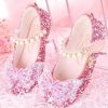 Girl Baby Princess Crystal Shoes Pink Chic Buckle Strap Nail Bead