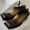 Gradient Color Brown Splicing Chunky High Heels