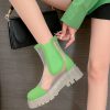 Green Fashion Breathable Tulle Splicing Platform Boots