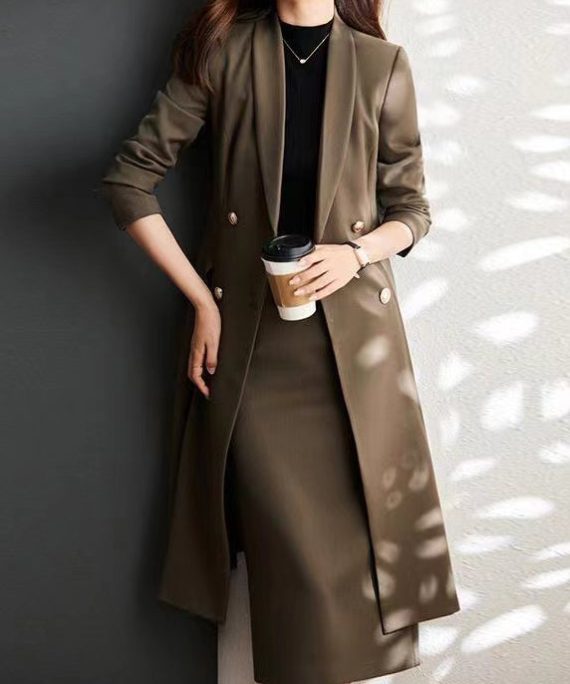 Handmade Brown Double Breast Cotton Trench Coats Spring