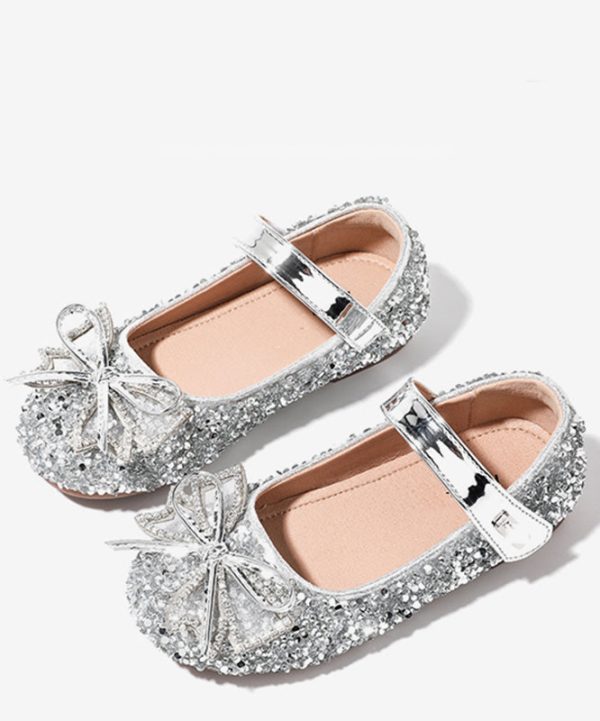 Handmade Champagne Bow Zircon Girls Buckle Strap Flat Shoes - Image 4