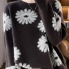 Handmade Chocolate O Neck Jacquard Woolen Sweaters Spring