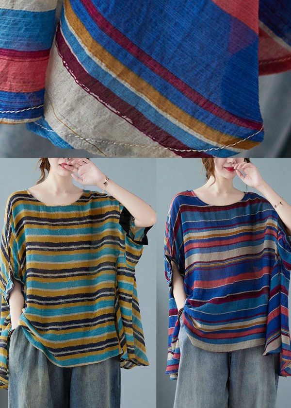 Handmade Purple Asymmetric Striped T-Shirt - Image 5