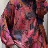 Handmade Red Oversized Print Knit Sweaters Spring