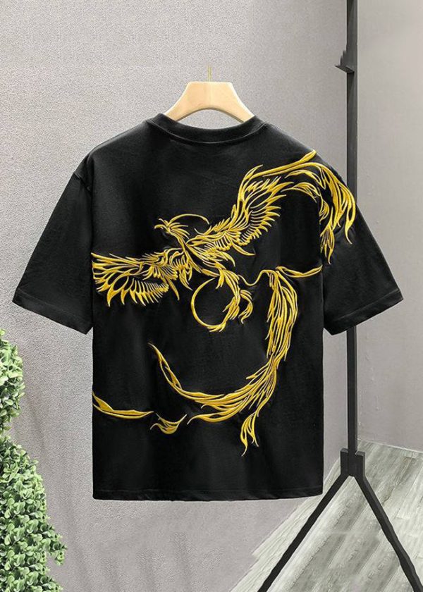 Handmade White O-Neck Embroideried Cotton T Shirts Men Summer - Image 2
