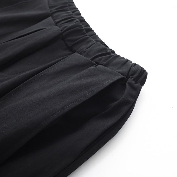 Handmade Spring Wide Leg Pants Loose Black Photography Elastic Waist Pants - Image 5