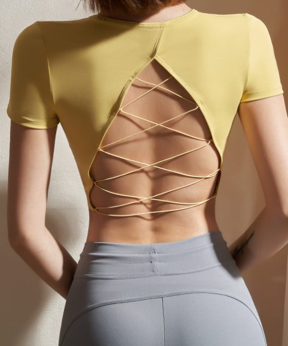 Hot Yellow O-Neck Gymshark Yoga Top