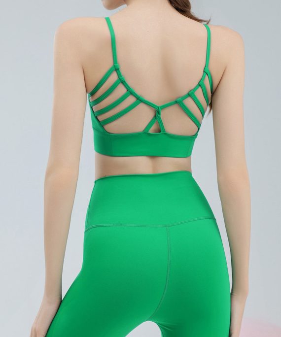 Ignite Green Backless Sports Bra And High Waist Leggings Set Suit