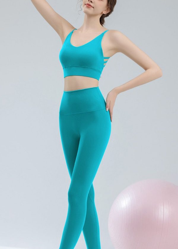 Ignite Green Backless Sports Bra And High Waist Leggings Set Suit - Image 4