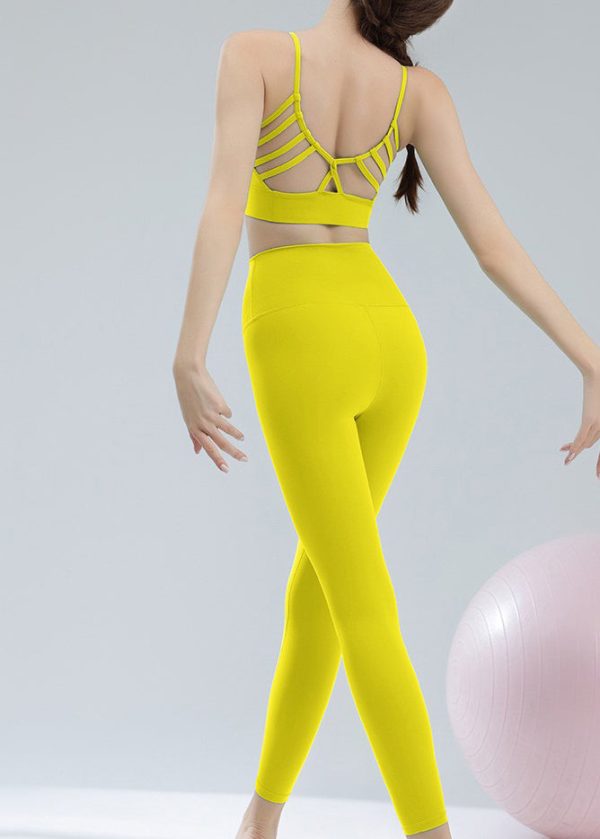 Ignite Green Backless Sports Bra And High Waist Leggings Set Suit - Image 5