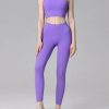 Ignite Lavender High Waist Sports Bra And Leggings Set Suit Running Leggings
