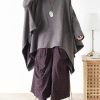 Irregular gray pullover loose large size cotton sweater coat personalized knitted top