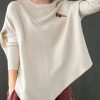 Italian Beige O-Neck Asymmetrical Knit tops Spring