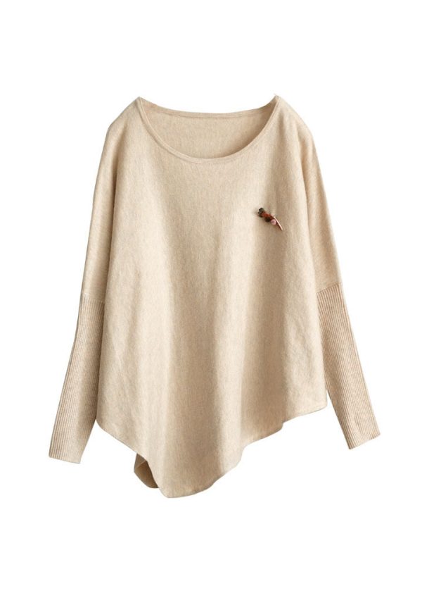 Italian Beige O-Neck Asymmetrical Knit tops Spring - Image 5