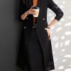 Italian Black Double Breast Silm Fit Coat Outwear Spring