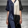Italian Colorblock V Neck Patchwork Silk Dresses Summer