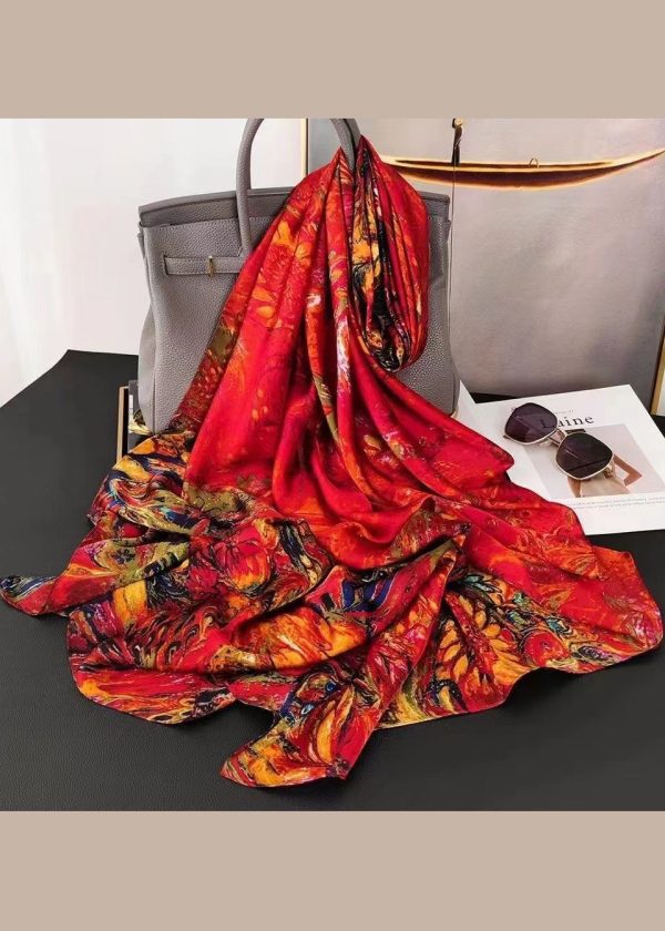 Italian Green Print Women Comfy Silk Scarf - Image 3