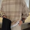 Italian Khaki O Neck Striped Cotton Men T Shirt Spring