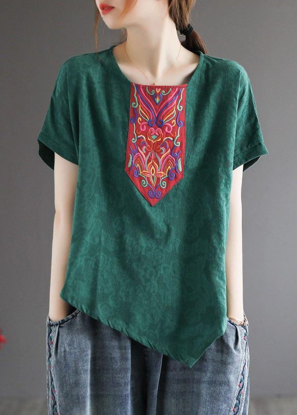 Italian Yellow Retro Embroideried Summer Shirt Short Sleeve - Image 2