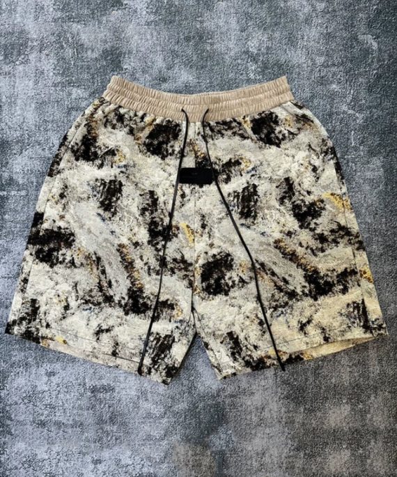 Jacquard Khaki Pockets Elastic Waist Cotton Men Hot Pants Summer