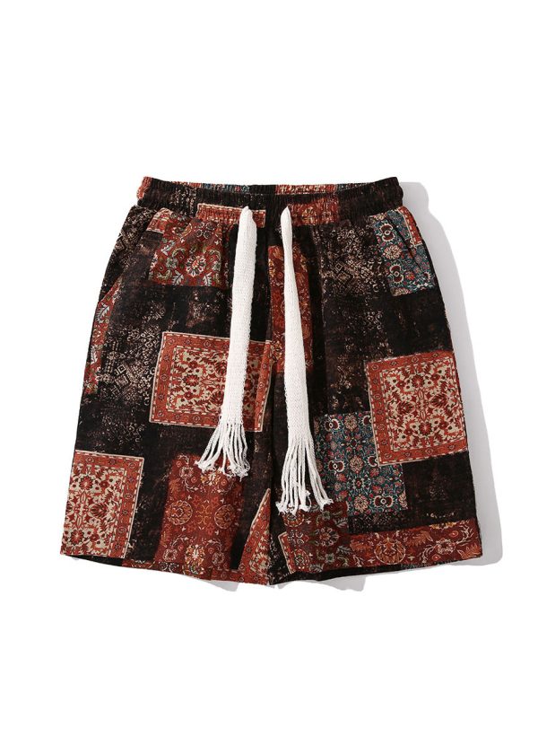 Japanese Style Green Print Beach Vacation Men's Shorts Summer - Image 5