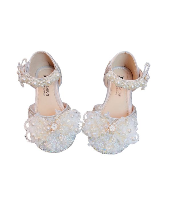 Kids Girls Silver Princess Sandals Buckle Strap Zircon Nail Bead - Image 5