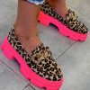 Leopard Print Flats Platform Cotton Fabric Sequined Fine Flat Shoes