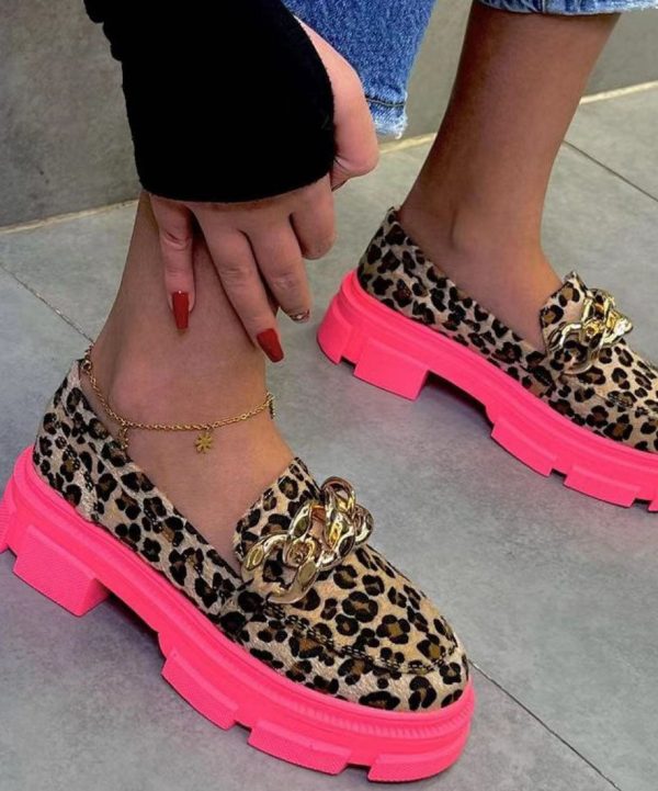 Leopard Print Flats Platform Cotton Fabric Sequined Fine Flat Shoes - Image 2