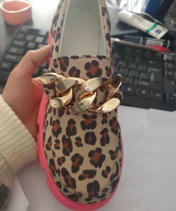 Leopard Print Flats Platform Cotton Fabric Sequined Fine Flat Shoes - Image 5