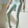 Light Green Wrinkled Capri Athletic Yoga Pants