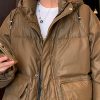 Loose Coffee Hooded Pockets Duck Down Men Down Coat Winter