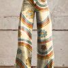 Loose Floral Print High Waist Pockets Denim Pants Spring
