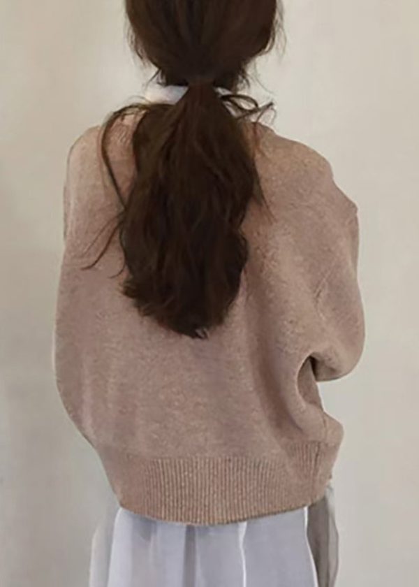 Loose Green Asymmetrical Button Solid Knit Coat Spring - Image 5