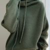 Loose Green Hooded Lace Up Wool Knit Sweaters Spring