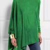 Loose Green Turtleneck Asymmetrical Top Spring