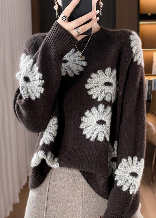 Loose Grey O Neck Cozy Woolen Knit Sweaters Spring - Image 2