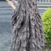 Loose Grey V Neck Original Design Cotton Dress Flare Sleeve