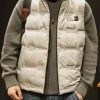 Loose Khaki Stand Collar Zip Up Mens Down Vest Sleeveless