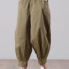 Loose Khaki tie waist Pockets Harem Pants Summer Cotton