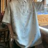 Loose Light Blue Peter Pan Collar Jacquard Ice Silk Men Shirts Summer