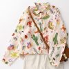 Loose Peter Pan Collar Print Cotton Shirts Spring