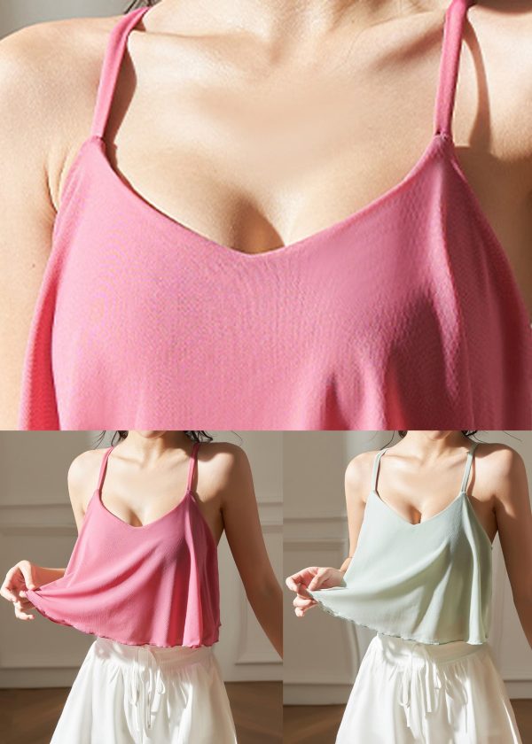 Loose Pink Cold Shoulder Tulle Crossing Yoga Top - Image 5