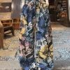 Loose Print Pockets Drawstring Cotton Pants Summer