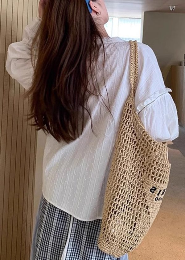 Loose White Lace Up Ruffled Cotton Shirt Flare Sleeve - Image 5