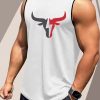 Loose White O-Neck Print Cotton Men Tank Summer